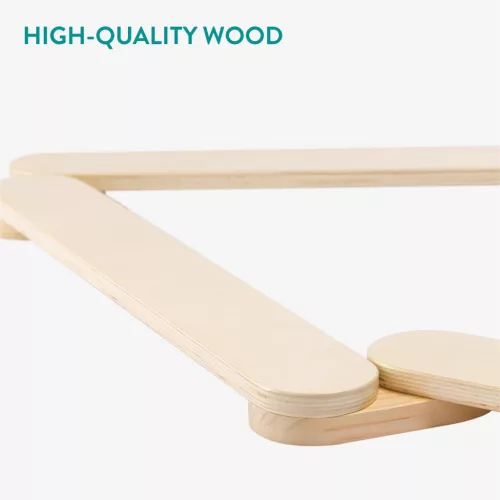 Bara de echilibru din lemn Navaris, 75x19.5x10.5 cm, joaca activa si coordonare, natur, maro, lemn