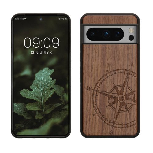 Kwmobile Google Pixel 8 Pro tok, barna, fa/szilikon, 61876.02