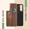 Kwmobile tok Samsung Galaxy S21 FE-hez, barna/többszínű, fa/szilikon, 56172.07