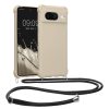 Kwmobile Google Pixel 8 telefontok nyakpánttal, krémszínű, szilikon, 61867.16