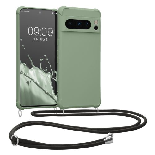 Kwmobile Google Pixel 8 Pro telefontok nyakpánttal, világoszöld, szilikon, 61868.172