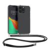 Kwmobile tok nyakpánttal Apple iPhone 15 Pro készülékhez, átlátszó/fekete, szilikon, 62035.01