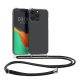 Kwmobile tok nyakpánttal Apple iPhone 15 Pro készülékhez, átlátszó/fekete, szilikon, 62035.01