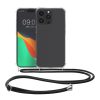 Kwmobile tok nyakpánttal Apple iPhone 15 Pro készülékhez, átlátszó/fekete, szilikon, 62035.01