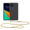 Kwmobile tok nyakpánttal Apple iPhone 15-höz, átlátszó/arany, szilikon, 62029.21