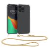 Kwmobile tok nyakpánttal Apple iPhone 15 Pro készülékhez, átlátszó/arany, szilikon, 62031.21