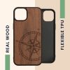 Kwmobile tok Apple iPhone 15 Plus-hoz, barna, fa/szilikon, 62012.01