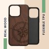 Kwmobile tok Apple iPhone 15 Pro Max készülékhez, barna, fa/szilikon, 62014.01