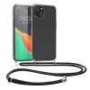 Kwmobile tok nyakpánttal Apple iPhone 15 Plus-hoz, átlátszó/fekete, szilikon, 62034.01