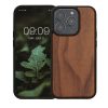 Kwmobile tok Apple iPhone 15 Pro készülékhez, barna, fa/szilikon, 62009.18