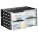 Cutie organizare Navaris cu 4 sertare interconectabile, 5.9x5.1x2.9 cm, montaj perete, gri, plastic