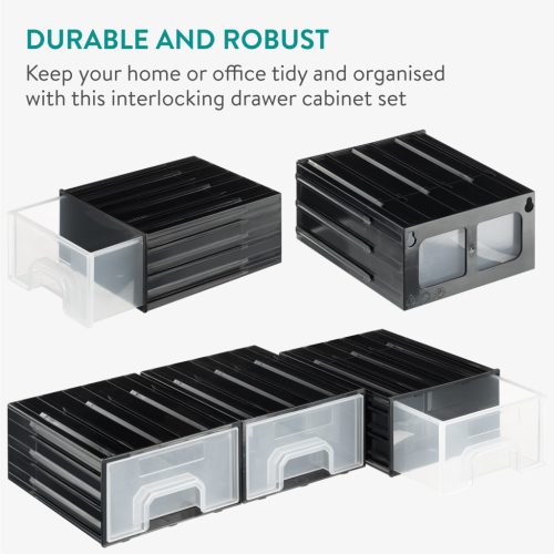 Cutie organizare Navaris cu 4 sertare interconectabile, 5.9x5.1x2.9 cm, montaj perete, gri, plastic