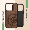 Kwmobile tok Apple iPhone 15 Pro készülékhez, barna, fa/szilikon, 62013.01