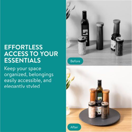 Platou rotativ din ardezie Navaris, 33 cm, rotire lina, NAV000015BI002C