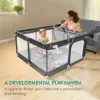 Tarc de joaca copii Navaris, 130x130x50 cm, plasa respirabila, montaj rapid, negru, plastic