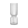 Vaza decorativa ribbed Navaris, forma rotunda, 35x14x14 cm, sticla groasa, pentru flori, gri, sticla