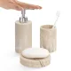 Set accesorii baie Navaris, 3 piese polirasina, suport periute, dozator si savoniera, bej, rasina