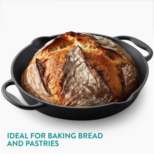 Navaris 30,6 cm fekete öntöttvas serpenyő tűzhelyhez / sütőhöz / grillhez, NAV0000100Q004C