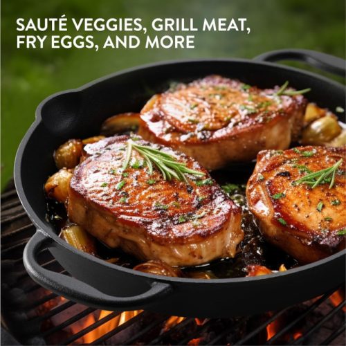 Navaris 30,6 cm fekete öntöttvas serpenyő tűzhelyhez / sütőhöz / grillhez, NAV0000100Q004C