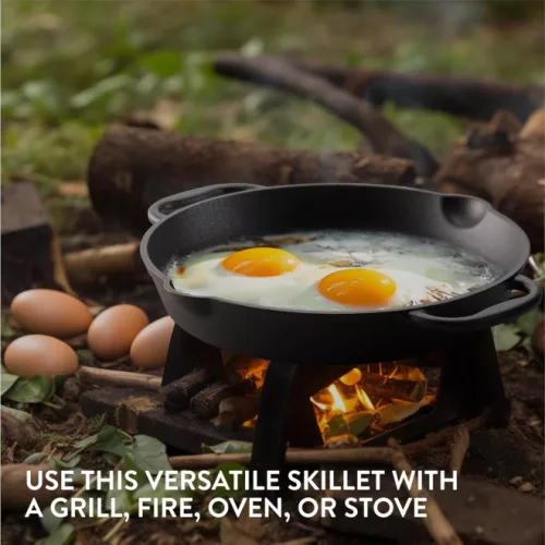 Navaris 30,6 cm fekete öntöttvas serpenyő tűzhelyhez / sütőhöz / grillhez, NAV0000100Q004C