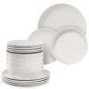 Set 18 piese vesela Navaris, 6 persoane, 27 cm, farfurii si boluri, alb, Ceramica/ceramica