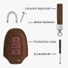 Kwmobile autókulcs fedél Peugeot/Citroen 3 gombokhoz - Smart Key, barna, ökológiai bőr, KWM000024XO001C