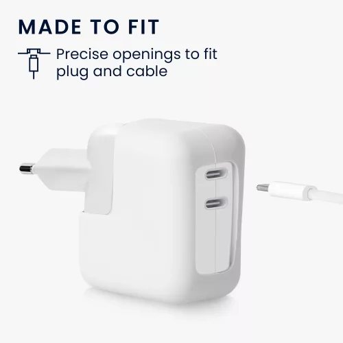 Kwmobile töltőfedél Apple 35W dual USB-C hálózati adapterhez, fehér, szilikon, KWM000024YY001C