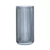 Vaza ribbed Navaris, 11.5x25 cm, cilindrica, pentru flori si decor, gri, sticla