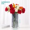 Vaza ribbed Navaris, 11.5x25 cm, cilindrica, pentru flori si decor, gri, sticla
