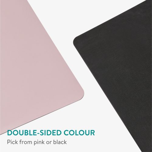 Saltea yoga Navaris PU, 4 mm, 183x61 cm, aderenta ridicata, roz/negru, cauciuc/piele ecologica