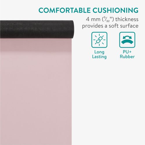 Saltea yoga Navaris PU, 4 mm, 183x61 cm, aderenta ridicata, roz/negru, cauciuc/piele ecologica