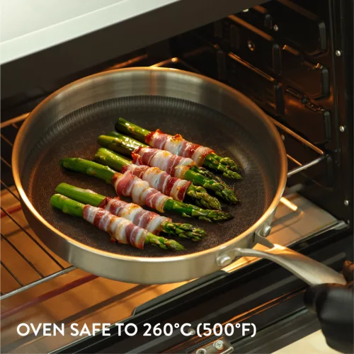 Tigaie mica din inox cu capac din sticla Navaris, 26 cm, pentru prajit si sotat, NAV0000272Y002C