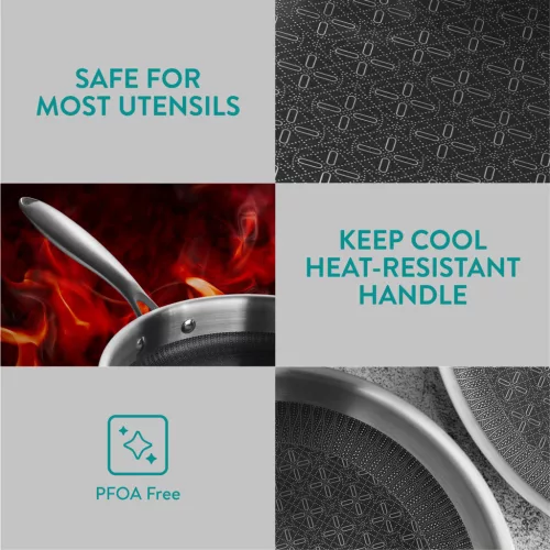 Tigaie mica din inox cu capac din sticla Navaris, 26 cm, pentru prajit si sotat, NAV0000272Y002C