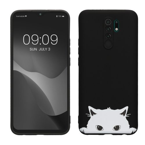 Kwmobile tok Xiaomi Redmi 9 telefonhoz, fekete/fehér, szilikon, KWM000011MO004C
