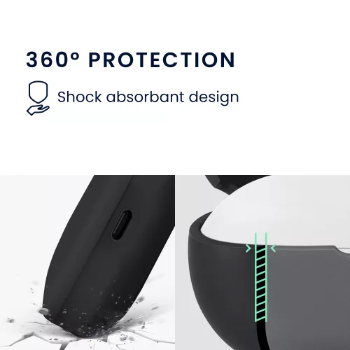 Kwmobile fejhallgató tok Xiaomi Redmi Buds 5-höz, fekete, szilikon, KWM0000251H001C