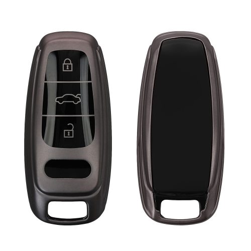 Kwmobile autókulcs fedél Audi 3 gombokhoz - Keyless Go, szürke/fekete, szilikon, KWM000011OW003C