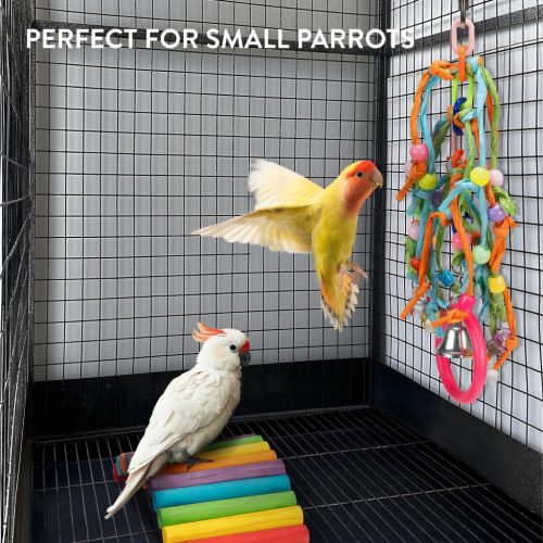 Set jucarii papagali Navaris, 2 piese, pod si mestecat, lemn de plop, NAV0000273T002C