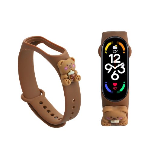 Kwmobile szíj Xiaomi Mi Band 7/Mi Band 6/Mi Band 5 készülékhez, barna, szilikon, KWM0000253Q002C