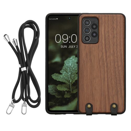 Kwmobile tok Samsung Galaxy A52/Galaxy A52 5G/Galaxy A52s 5G-hez, barna, fa/szilikon, KWM000021NY001C