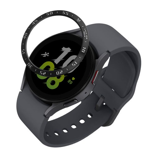 Kwmobile számlapkeret Samsung Galaxy Watch 5 telefonhoz, fekete/ezüst, alumínium, KWM0000259A001C