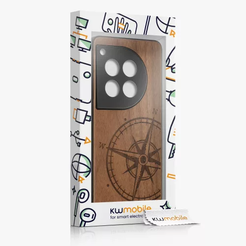 Kwmobile tok OnePlus 12 telefonhoz, barna, fa, KWM000022QB001C