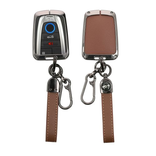 Kwmobile autós kulcstartó BMW 4 gomboshoz - Smart Key, barna/szürke, cink, KWM000025BX001C