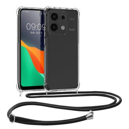 Kwmobile tok nyakpánttal Xiaomi Redmi Note 13-hoz, átlátszó/fekete, szilikon, KWM000020MV001C