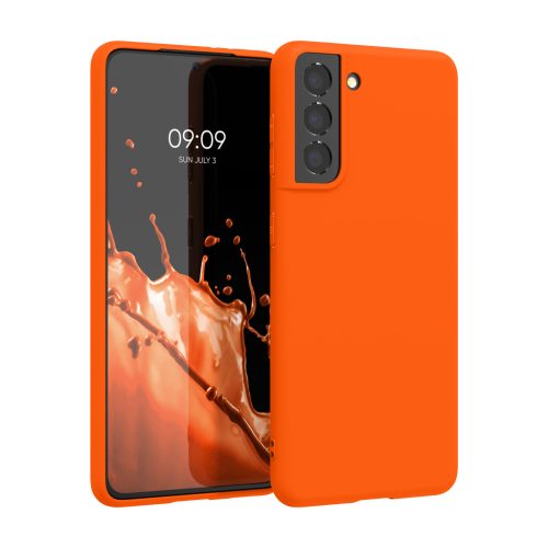 Kwmobile tok Samsung Galaxy S21 készülékhez, narancssárga, szilikon, KWM000012BS040C