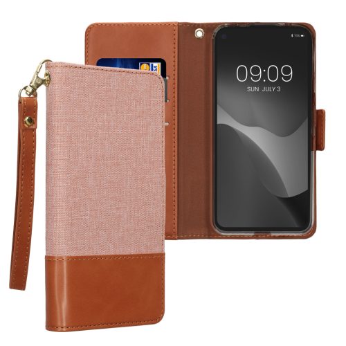 Kwmobile Google Pixel 4a tok, világos rózsaszín/barna, textil/szilikon, KWM000020NP001C