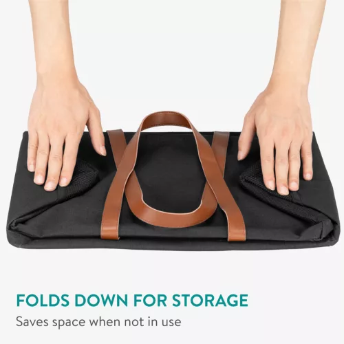 Set 2 cosuri rufe pliabile Navaris, 37 L, manere laterale si snur, 43x31x28 cm, negru, textil