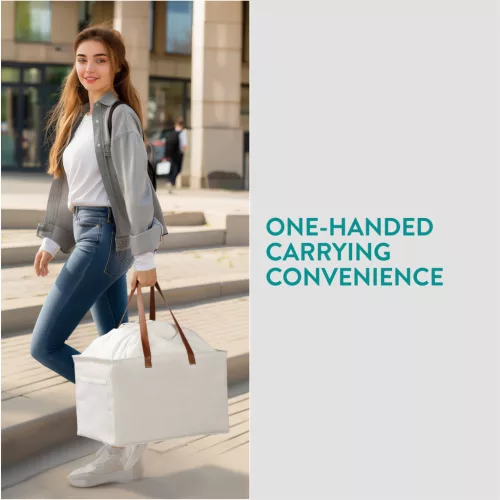 Set 2 cosuri rufe Navaris, 37L fiecare, manere laterale, inchidere cu snur, bej, plastic