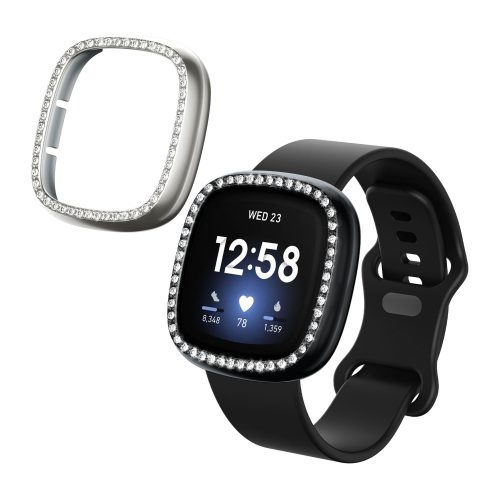 2 db Kwmobile tok készlet Fitbit Versa 3/Sense készülékhez, fekete/ezüst, műanyag, KWM000024ZI002C