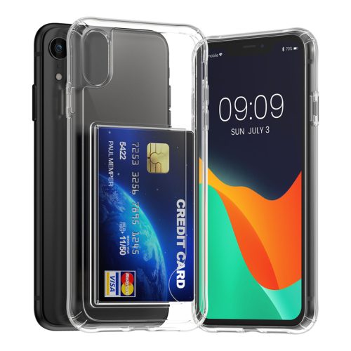 Kwmobile kártyatartós tok Apple iPhone XR-hez, átlátszó, polikarbonát, KWM000022RF001C