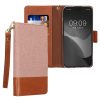 Kwmobile tok Apple iPhone 15 Pro készülékhez, világos rózsaszín/barna, textil/szilikon, KWM000022RL001C